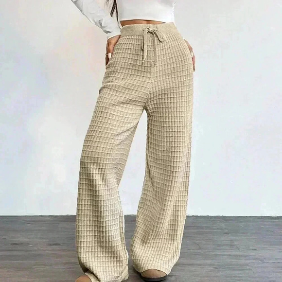 Pants - Khaki Casual Women's Flare Knitted Pants